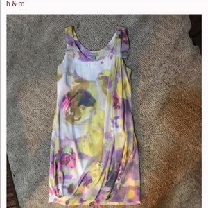 H&M watercolor dress w/shoulder bow